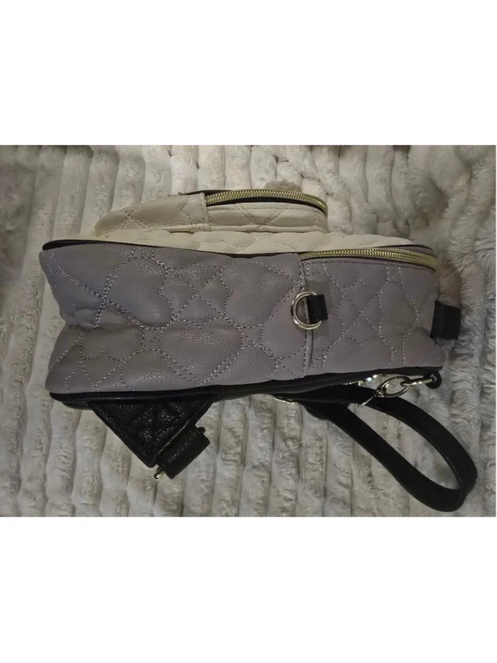 Women's Betsey Johnson Backpack White Gray Bear Quilted